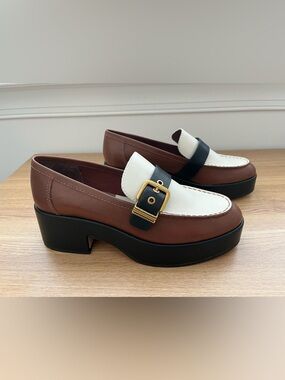 Dolce Vita Yonder Loafers Brown Black Leather Platform Slip on Sz 10 EUC
